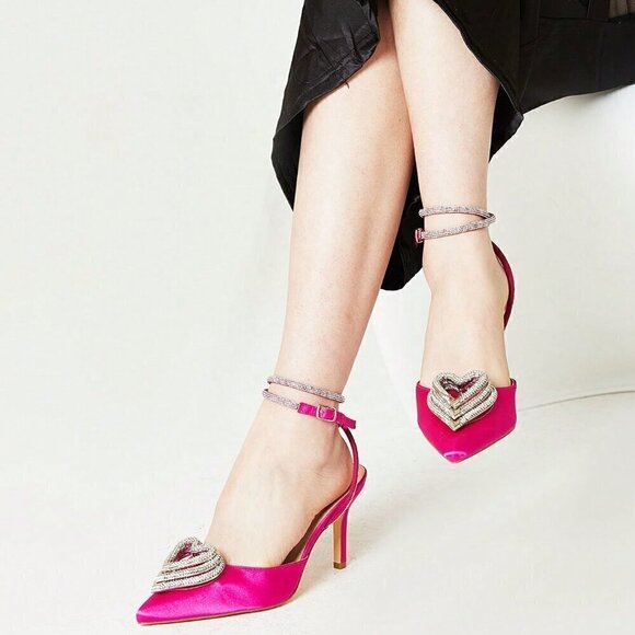 Shoes - Hot Pink Women's Rhinestone Stiletto Heel